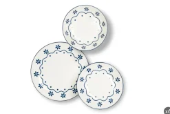Servizio piatti, stile country chic, porcellana, 18 pezzi