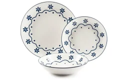 Servizio piatti, stile country chic, porcellana, 18 pezzi