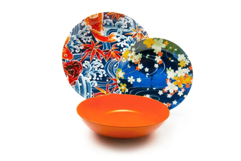 Servizio piatti, stile giapponese, porcellana, 18 pezzi