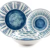 Servizio piatti, stile mediterraneo, porcellana, 18 pezzi