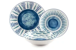 Servizio piatti, stile mediterraneo, porcellana, 18 pezzi