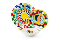 Servizio piatti, stile siciliano, porcellana, 18 pezzi