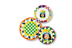 Servizio piatti, stile siciliano, porcellana, 18 pezzi