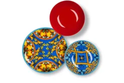 Servizio piatti, stile siciliano, porcellana, 18 pezzi