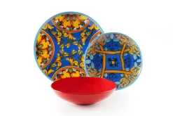 Servizio piatti, stile siciliano, porcellana, 18 pezzi