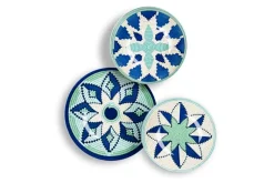 Servizio piatti, toni blu/azzurro, ceramica, 12 pezzi