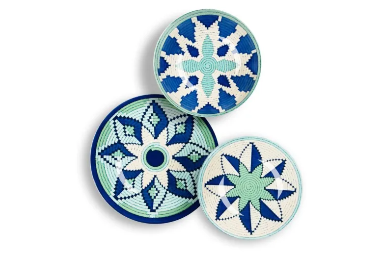 Servizio piatti, toni blu/azzurro, ceramica, 12 pezzi