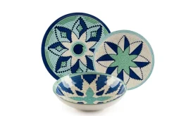 Servizio piatti, toni blu/azzurro, ceramica, 12 pezzi