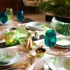 Servizio piatti, verde con foglie, ceramica, 18 pezzi