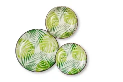 Servizio piatti, verde con foglie, ceramica, 18 pezzi