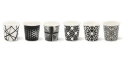 Set 6 bicchierini, bianco/nero, porcellana, 90 ml
