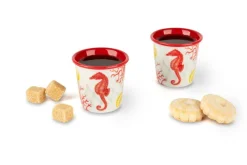 Set 6 bicchierini, coralli e conchiglie, porcellana, 90 ml