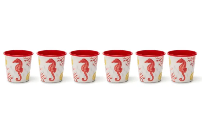 Set 6 bicchierini, coralli e conchiglie, porcellana, 90 ml