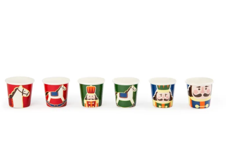 Set 6 bicchierini da caffè, fantasia natalizia, porcellana