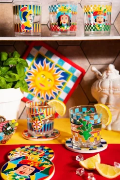 Set 6 bicchierini da caffè, stile siciliano, porcellana