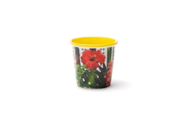 Set 6 bicchierini, fantasia tropicale, porcellana, 90 ml
