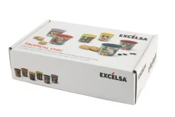 Set 6 bicchierini, fantasia tropicale, porcellana, 90 ml