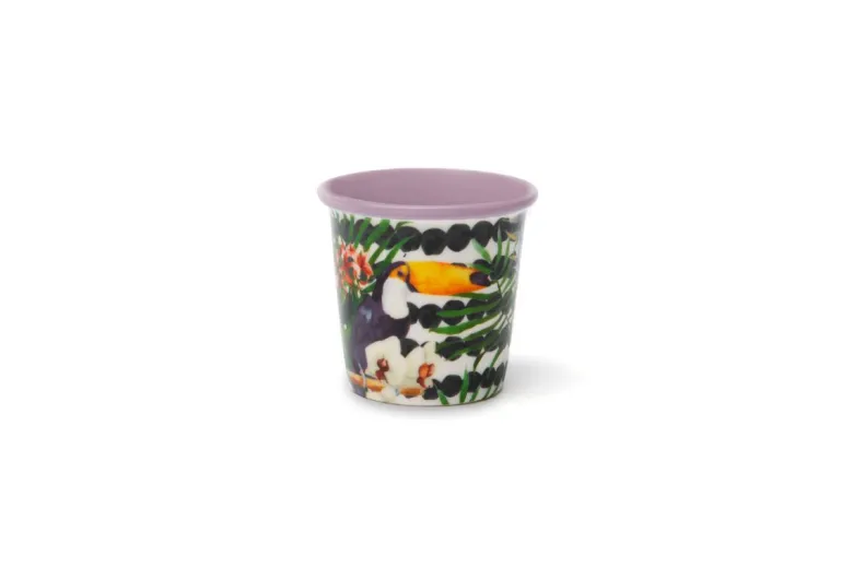 Set 6 bicchierini, fantasia tropicale, porcellana, 90 ml