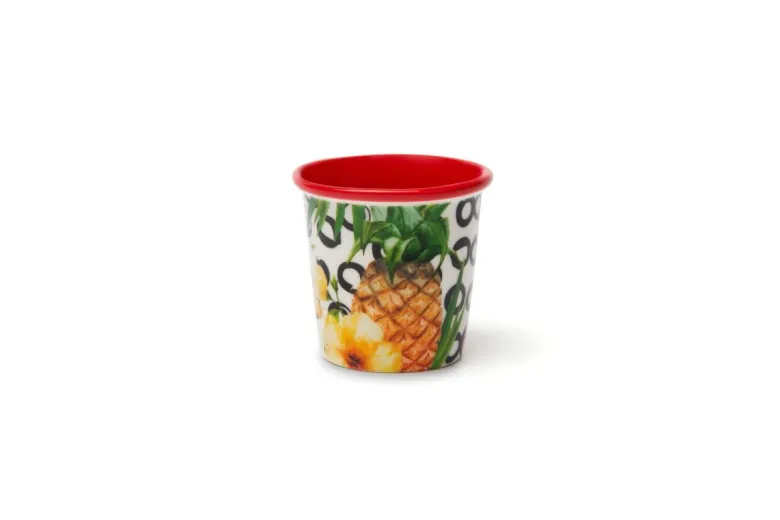 Set 6 bicchierini, fantasia tropicale, porcellana, 90 ml