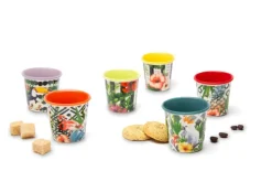 Set 6 bicchierini, fantasia tropicale, porcellana, 90 ml