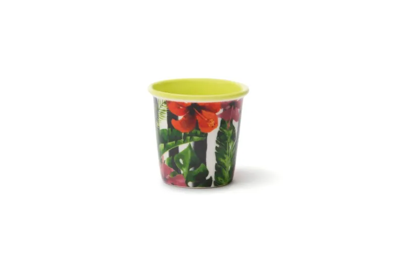 Set 6 bicchierini, fantasia tropicale, porcellana, 90 ml