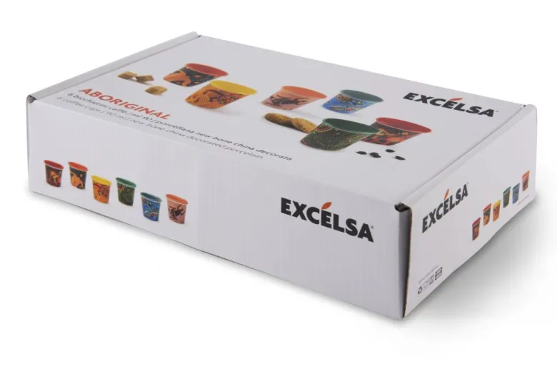 Set 6 bicchierini, stile aborigeno, porcellana, 90 ml
