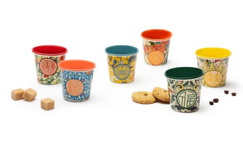 Set 6 bicchierini, stile cinese, porcellana, 90 ml