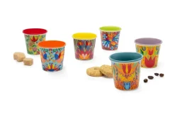 Set 6 bicchierini, stile messico floreale, porcellana, 90 ml