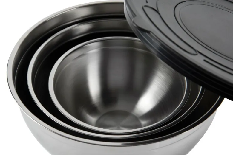 Set ciotole multiuso, con coperchio, acciaio inox, 3 pezzi