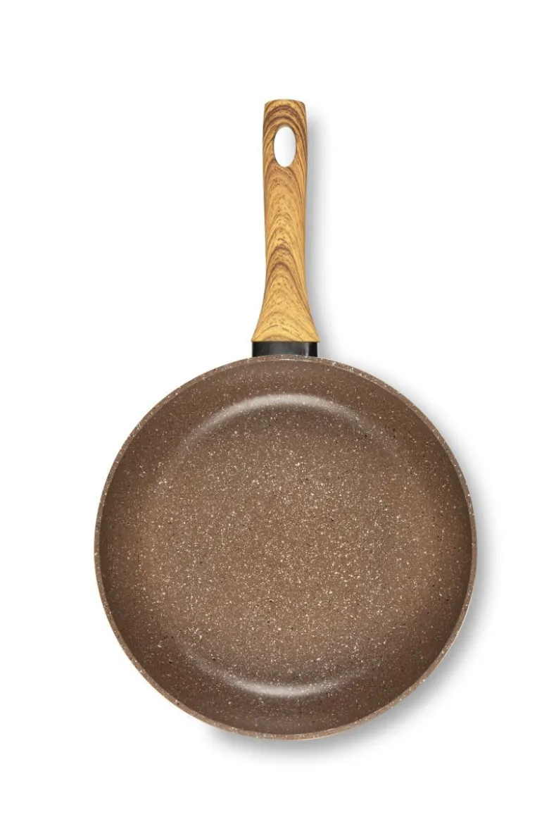 Set di padelle, 3 pezzi, effetto legno e pietra
