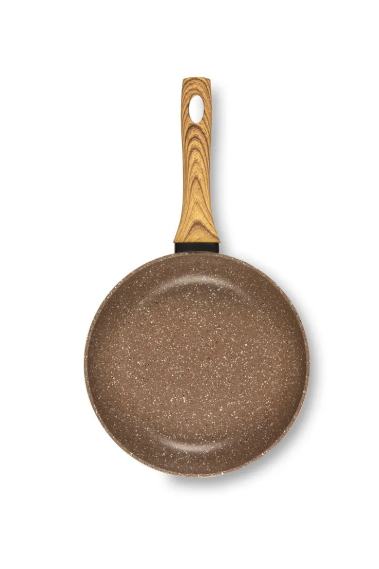 Set di padelle, 3 pezzi, effetto legno e pietra