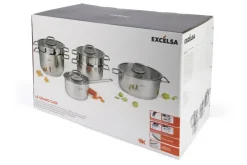 Set di pentole, 10 pezzi, acciaio inox