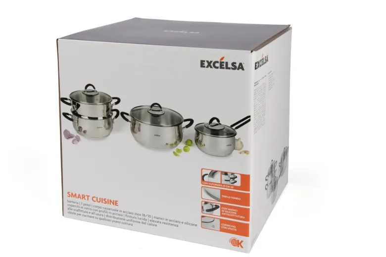 Set di pentole, 7 pezzi, acciaio inox