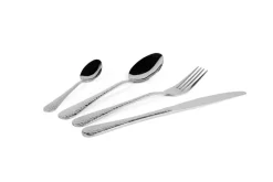 Set di posate, 24 pezzi, argentato, finitura martellinata