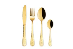 Set di posate, 24 pezzi, dorato, finitura martellinata