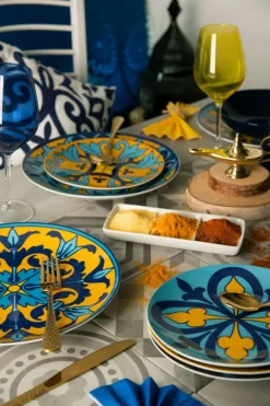 Set di posate, 24 pezzi, dorato, finitura martellinata