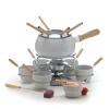Set per fonduta, 22 pezzi in metallo e coppette ceramica