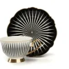 Set 4 tazze con piattino, bianco, porcellana, bordo oro