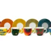 Set 6 tazzine con piattino, africane, porcellana, 90 ml