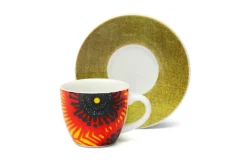 Set 6 tazzine con piattino, africane, porcellana, 90 ml