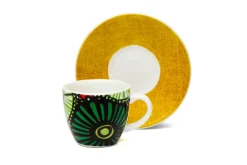 Set 6 tazzine con piattino, africane, porcellana, 90 ml