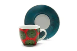 Set 6 tazzine con piattino, africane, porcellana, 90 ml