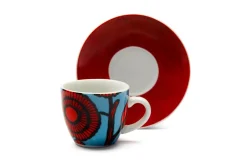 Set 6 tazzine con piattino, africane, porcellana, 90 ml