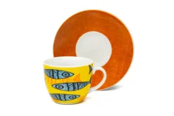 Set 6 tazzine con piattino, africane, porcellana, 90 ml