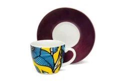 Set 6 tazzine con piattino, africane, porcellana, 90 ml