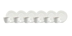 Set 6 tazzine con piattino, bianco, porcellana, bordo oro