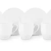 Set 6 tazzine con piattino, bianco, porcellana, 100 ml