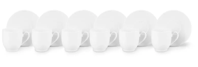 Set 6 tazzine con piattino, bianco, porcellana, 100 ml
