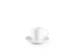 Set 6 tazzine con piattino, bianco, porcellana, 100 ml