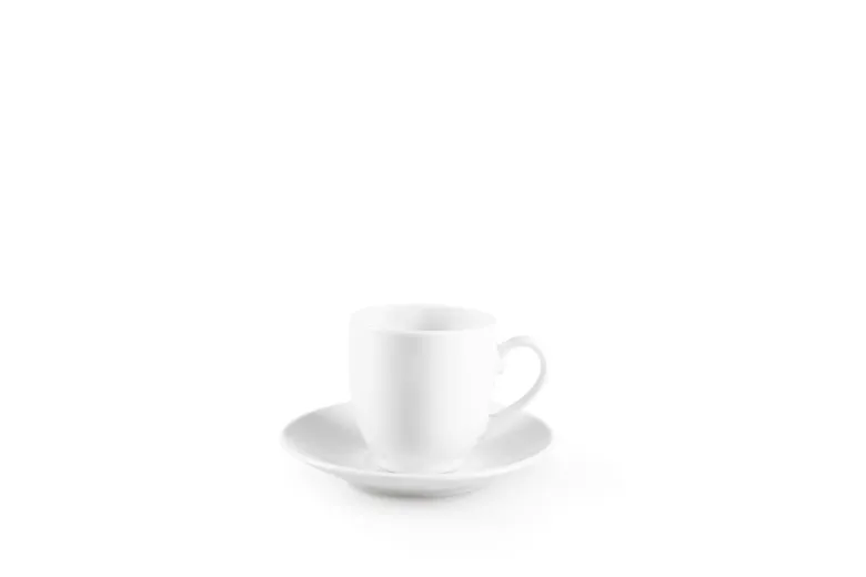 Set 6 tazzine con piattino, bianco, porcellana, 100 ml